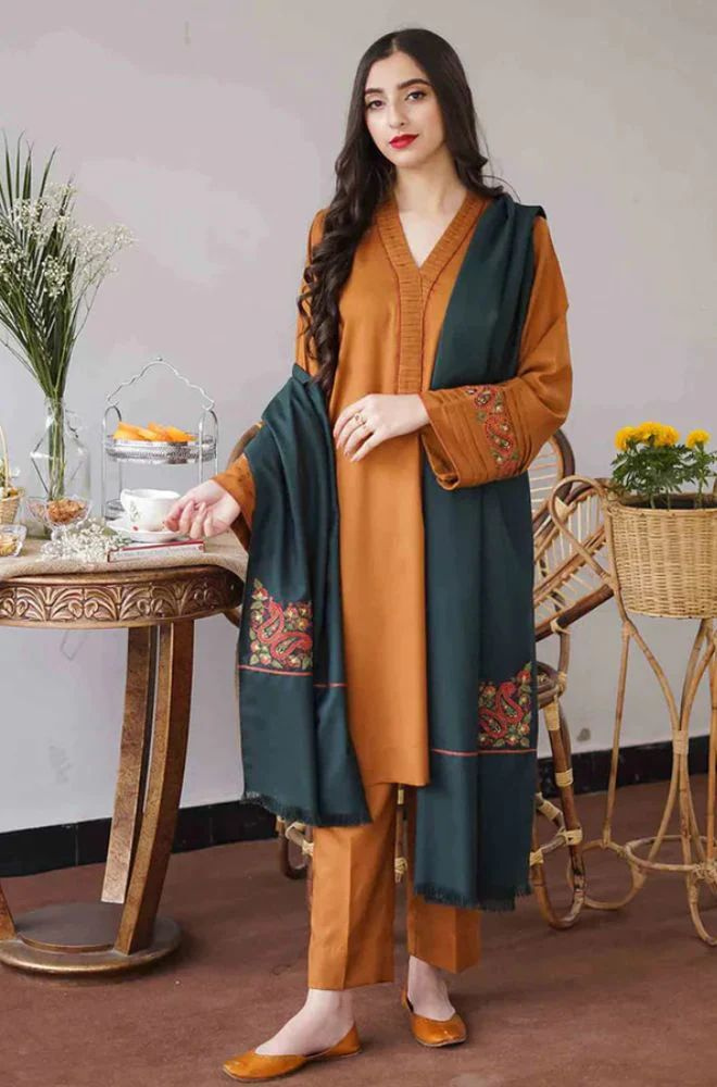 ASLING - 3PC Dhanak Embroidered ZF10