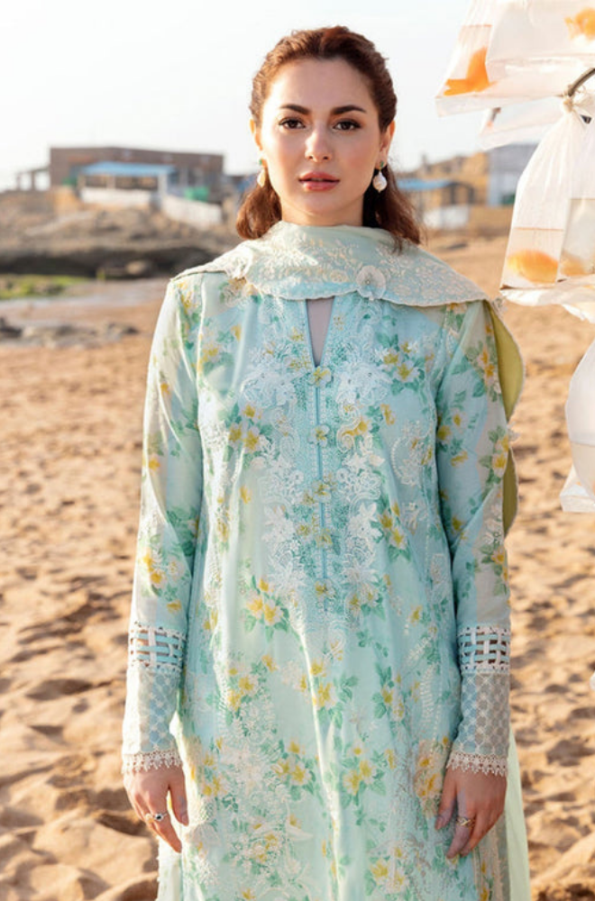3PC - Printed Lawn Shirt With Voile Printed Dupatta ZF229