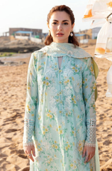 3PC - Printed Lawn Shirt With Voile Printed Dupatta ZF229