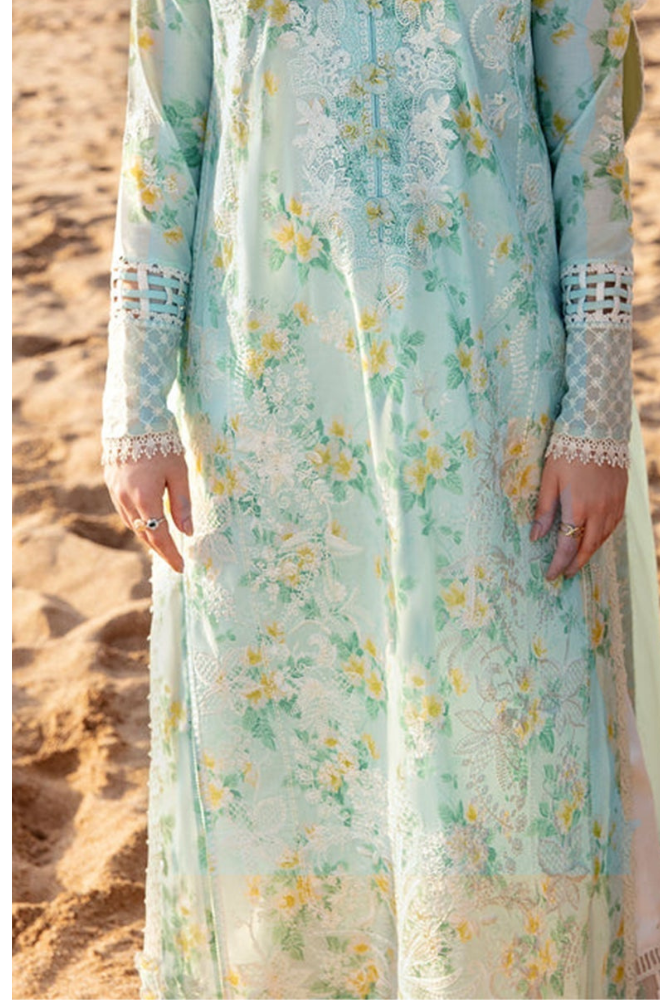 3PC - Printed Lawn Shirt With Voile Printed Dupatta ZF229