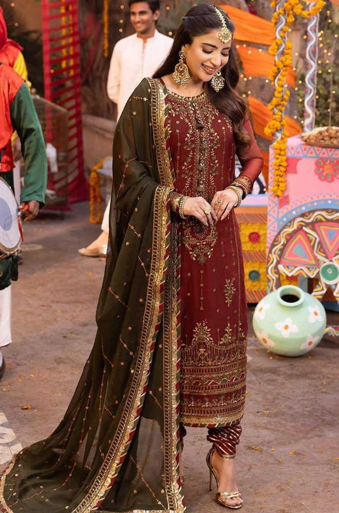 ASIM JOFA - 3PC Chiffon Heavy Embroidered ZF39