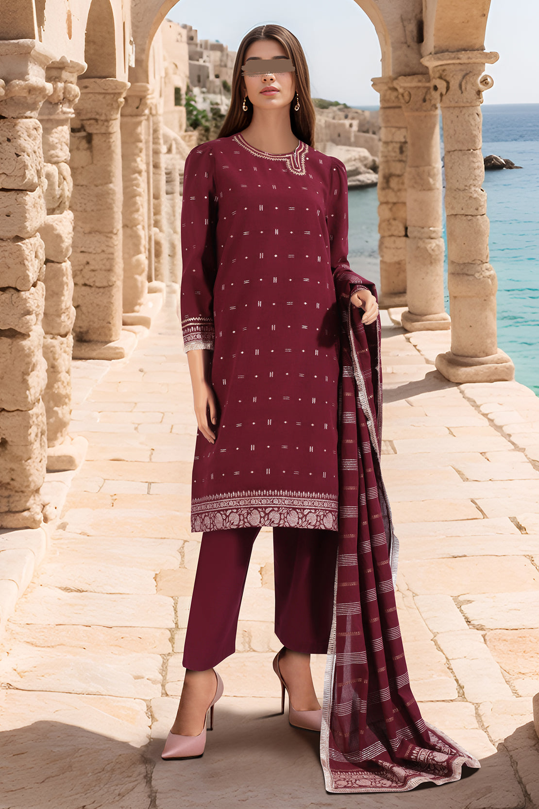 SAYA - 3PC Jacquard Lawn ZF101