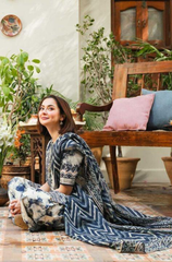 3PC - Printed Lawn Shirt With Voile Printed Dupatta ZF228