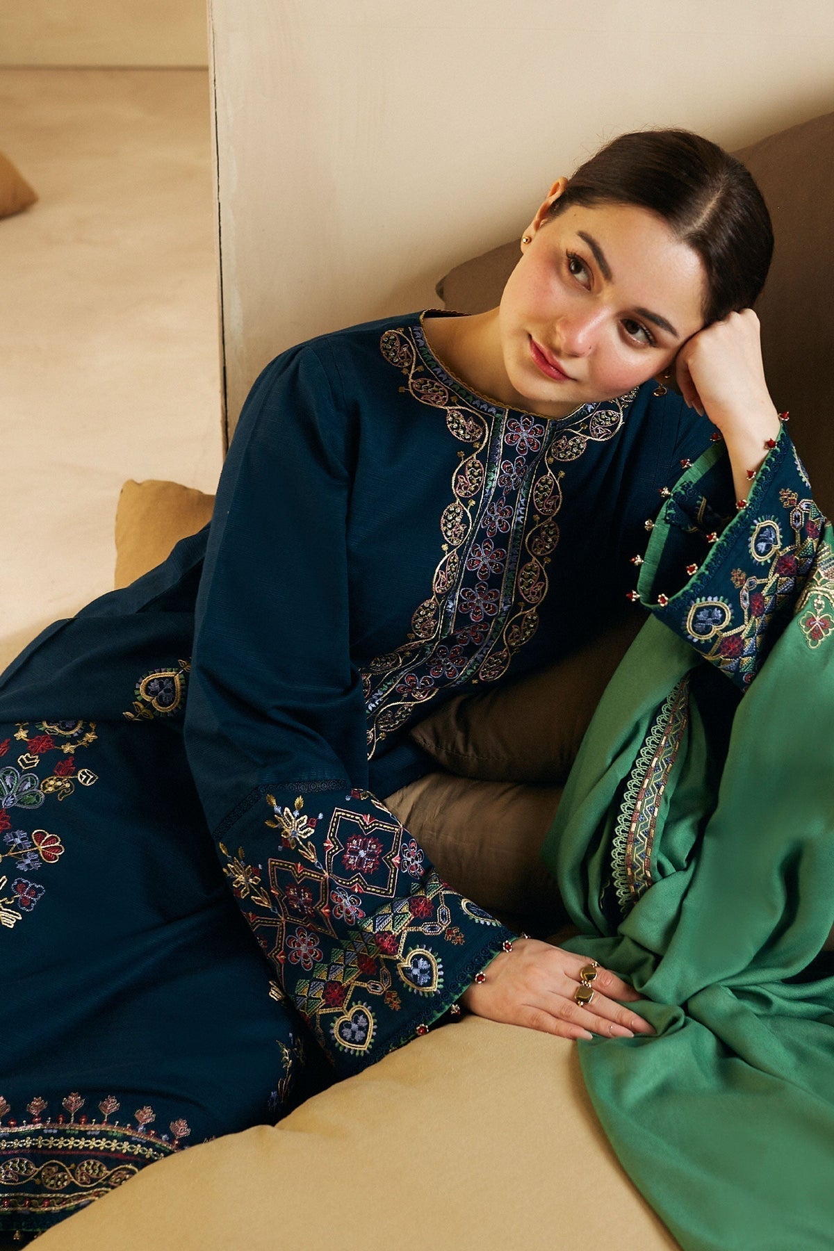 Zara Shahjahan - 3PC Dhanak Embroidered ZF30